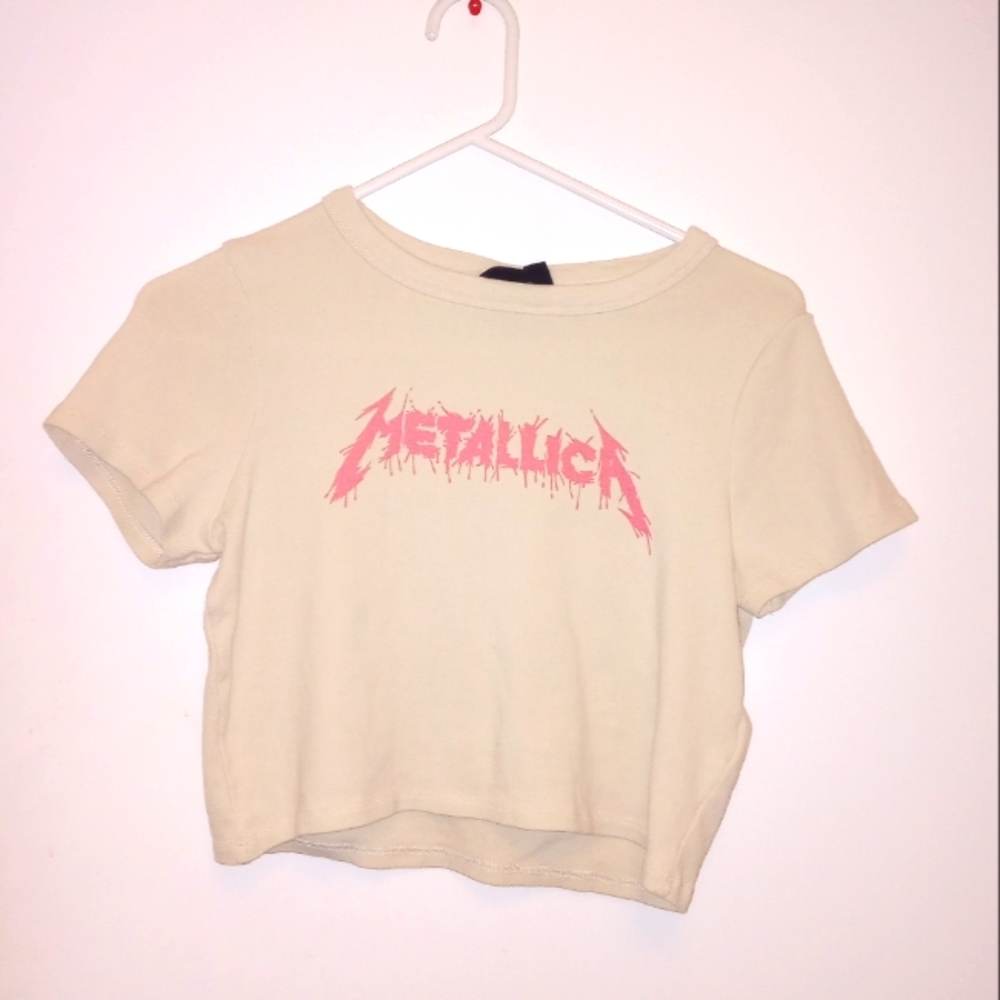 Metallica Pink Logo Cotton On Chop Tee Size Medium